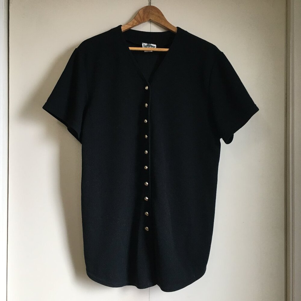 Hypebeast Vintage 90s Superline USA Metal Button Up Ribbed Knit Shirt - Plus